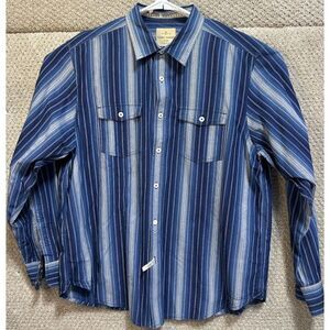 Tommy Bahama Island Crafted Jeans Button Down Long‎ Sleeve Blue Striped XL